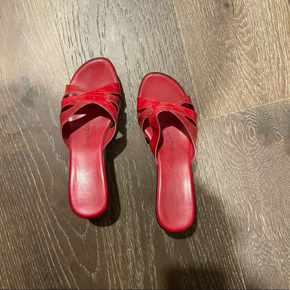 Red Slip On Platform Sandals